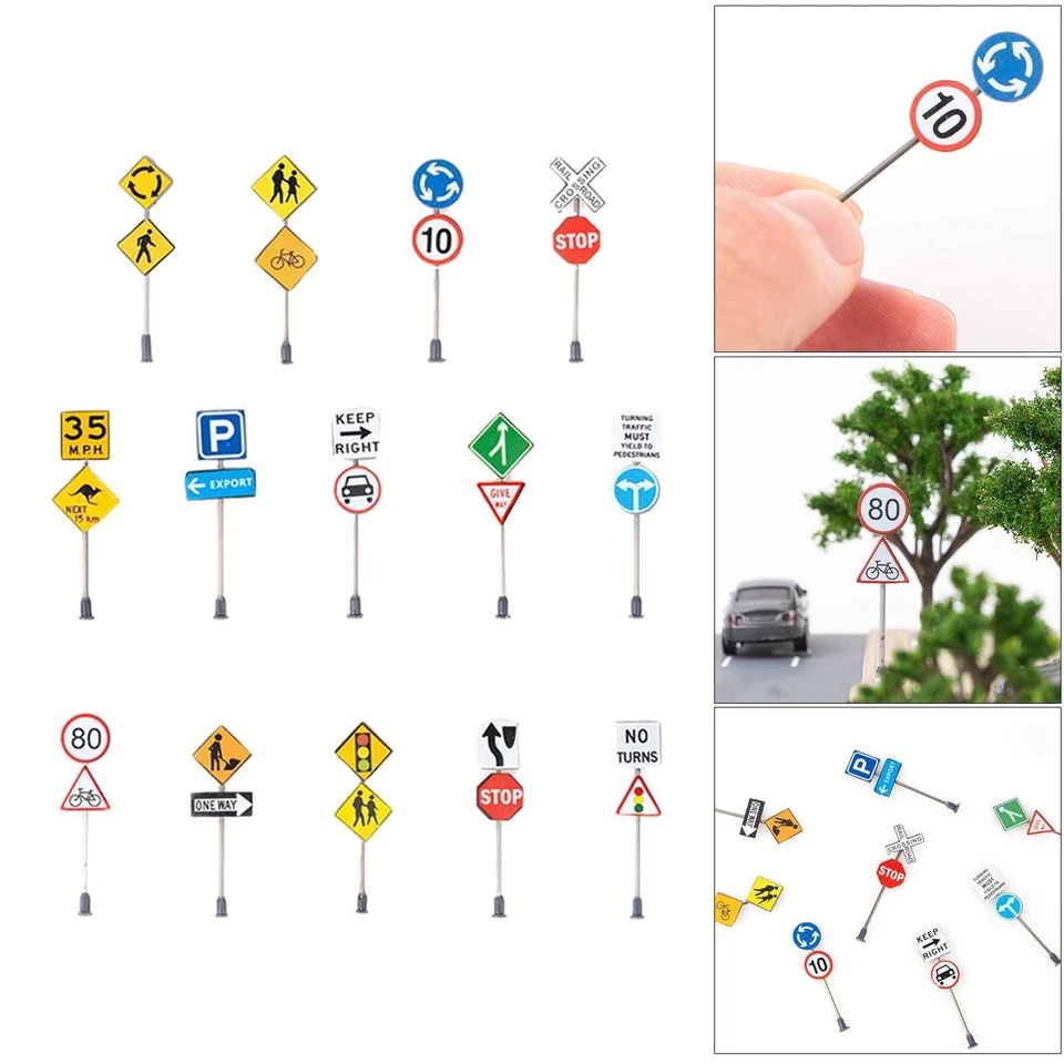14x1:87 Traffic Signs Micro Landscape Highway Railroad Scene Layout - Image 2 of 4