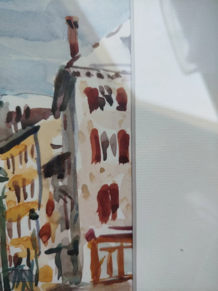 Tableau Aquarelle Pascal Hayot Annecy Sous Neige Palais De L'île Pont Perrière - Photo 4/4