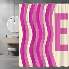 Stylish Pink Wavy Pattern Shower Curtain for Modern Bathrooms