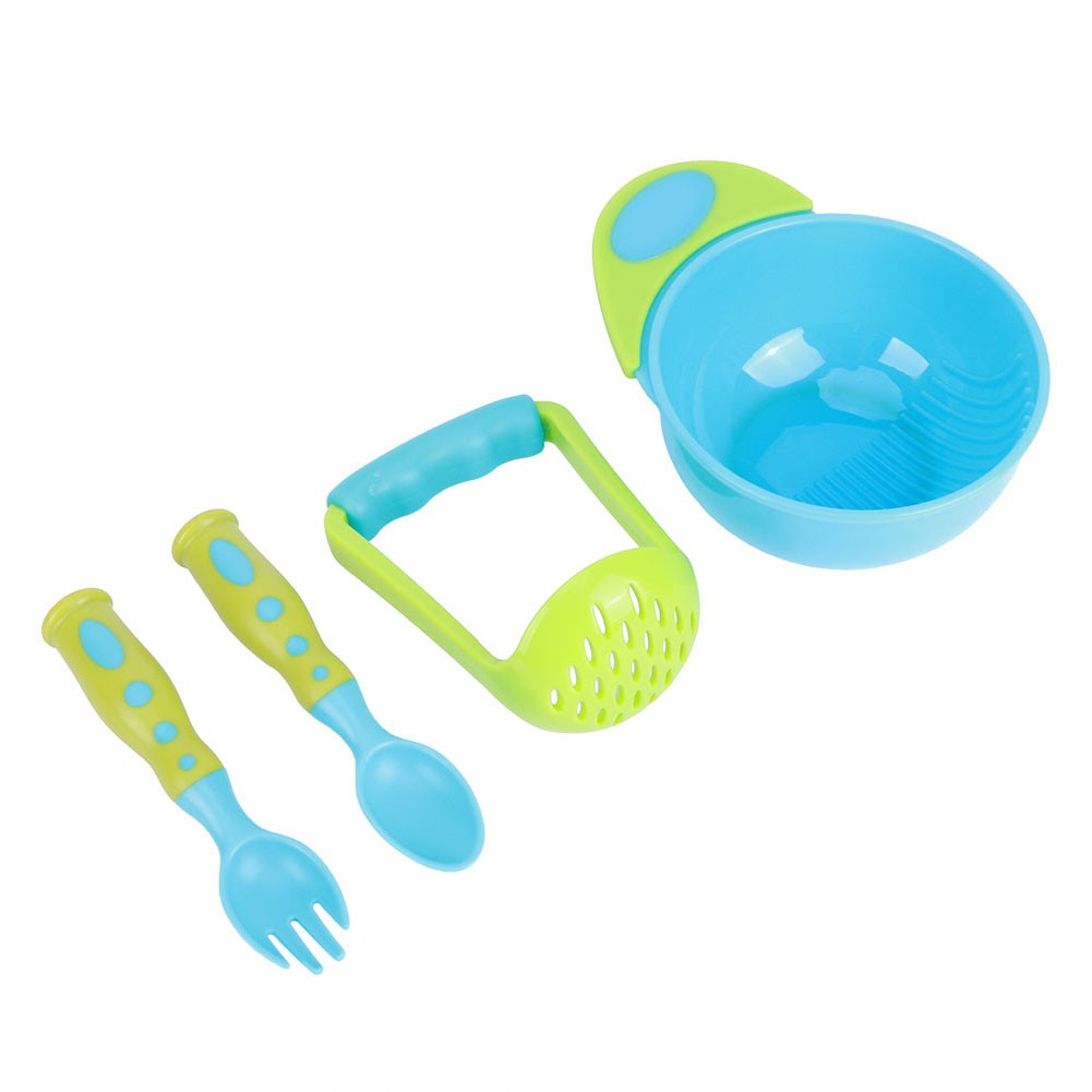 4pcs Baby Food Masher Bowl Lightweight Safe Easy Serving For Babies Blue Green