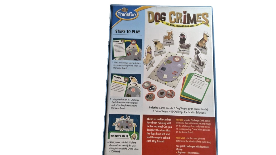 ThinkFun Dog Crimes Logic Game Single Player Ages 8+ 40 Challenges Complete - Image 2 of 4