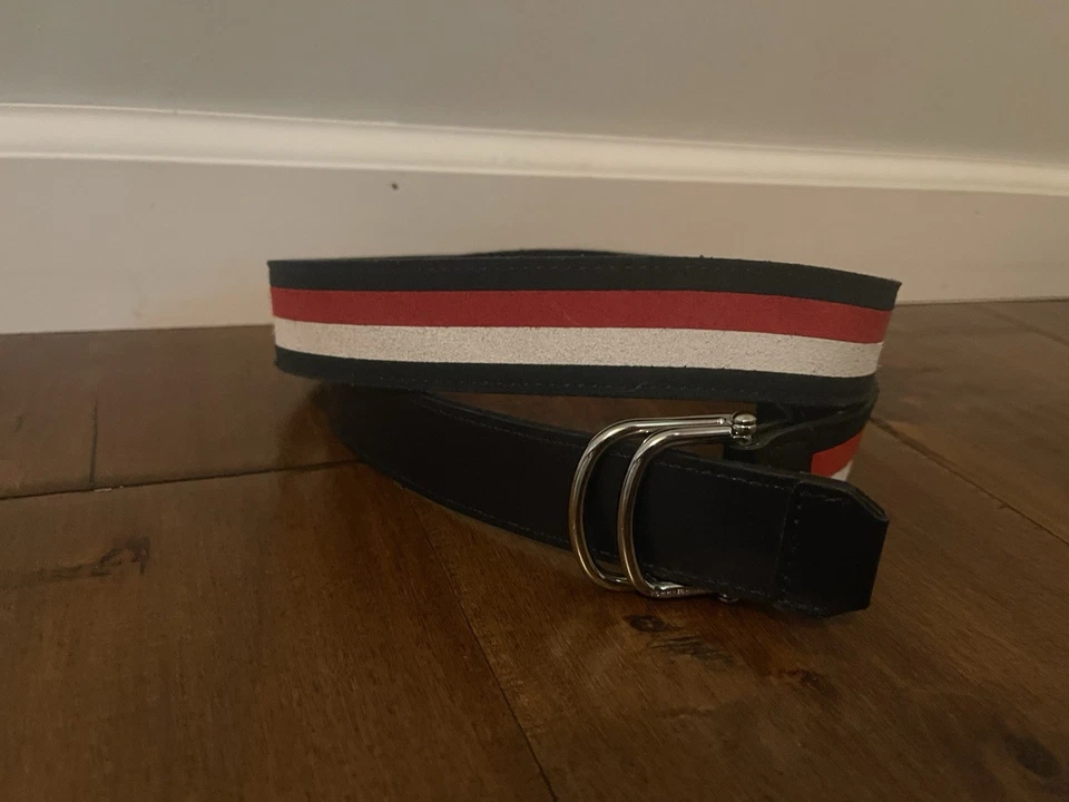 Tommy Hilfiger D 戒指人造皮革拼色黑色麂皮绒腰带 - 男式 34 码 — 第 2/4 张图片