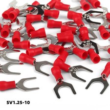 50PCS Insulated Fork Spade Connectors Stud 3/8" U-Type 22-16AWG Wire Terminals