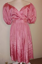 Vintage 80s Dress Off Shoulder Party 5 Pink Acetate Bill Berman Jodie Schwartz
