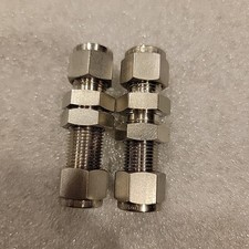 Lot of 2,Swagelok SS-600-61 Stainless Steel Bulkhead Union Fitting, 3/8" OD Tube