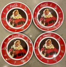 Set Of 4 Coca-Cola Gibson Santa Claus Christmas Melamine 10 1/4" Plates
