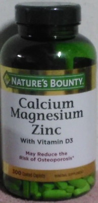 Nature's Bounty Calcium, Magnesium, Zinc Coated Caplets ~ 300 Count ~ 02/2027