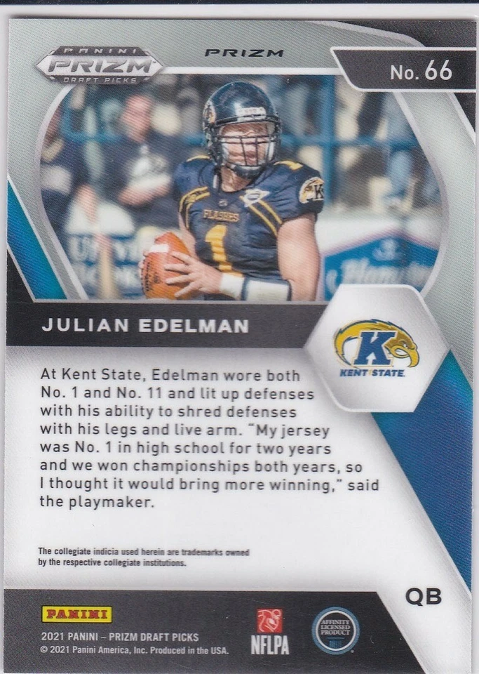 JULIAN EDELMAN RARE RED PRIZMS $$ VARIATION Football Card Draft Picks PATRIOTS - Image 2 of 2