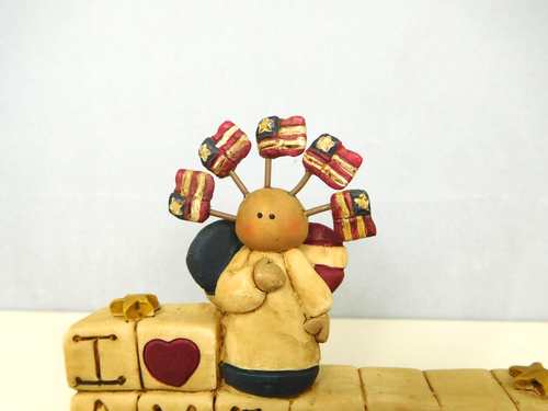 I Love America with Statue wearing a flag heart - New by Blossom Bucket #2459 - Picture 2 of 6