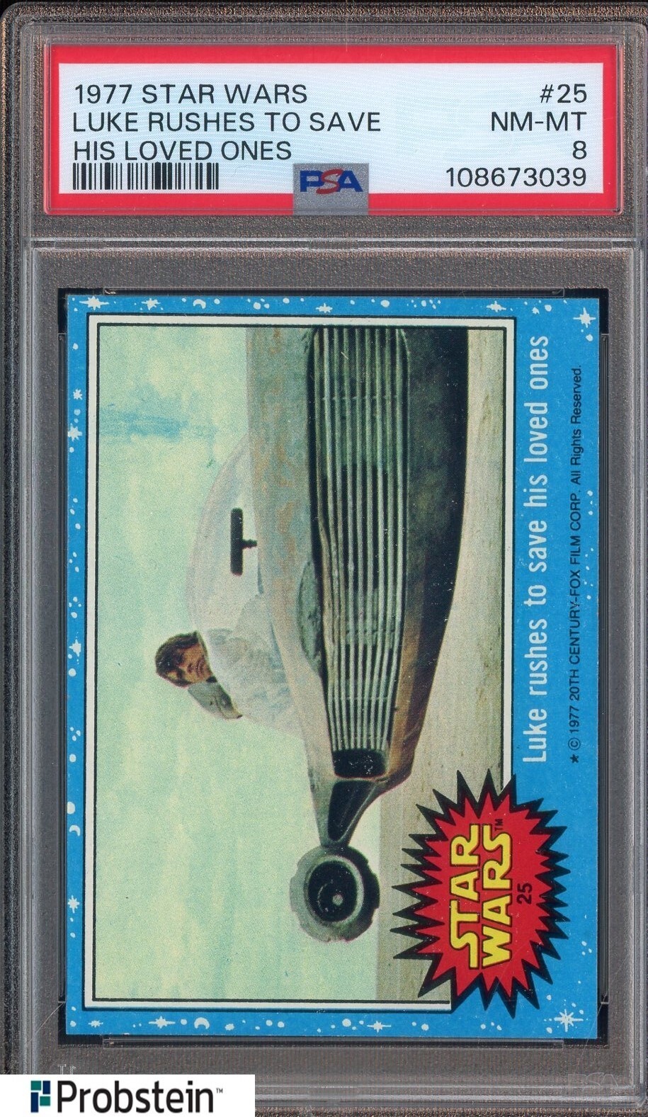 1977 Topps Star Wars #25 Luke Rushes to his Loved Ones PSA 8 NM-MT