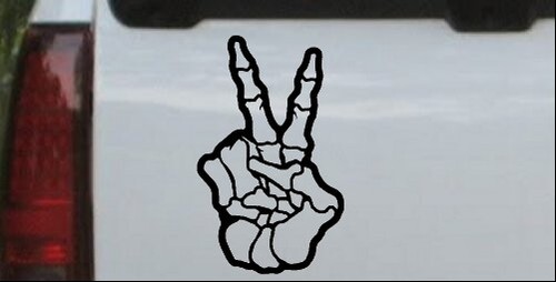 Skeleton Hand Peace Sign Car or Truck Window Laptop Decal Sticker 6X3.8 - Picture 4 of 32