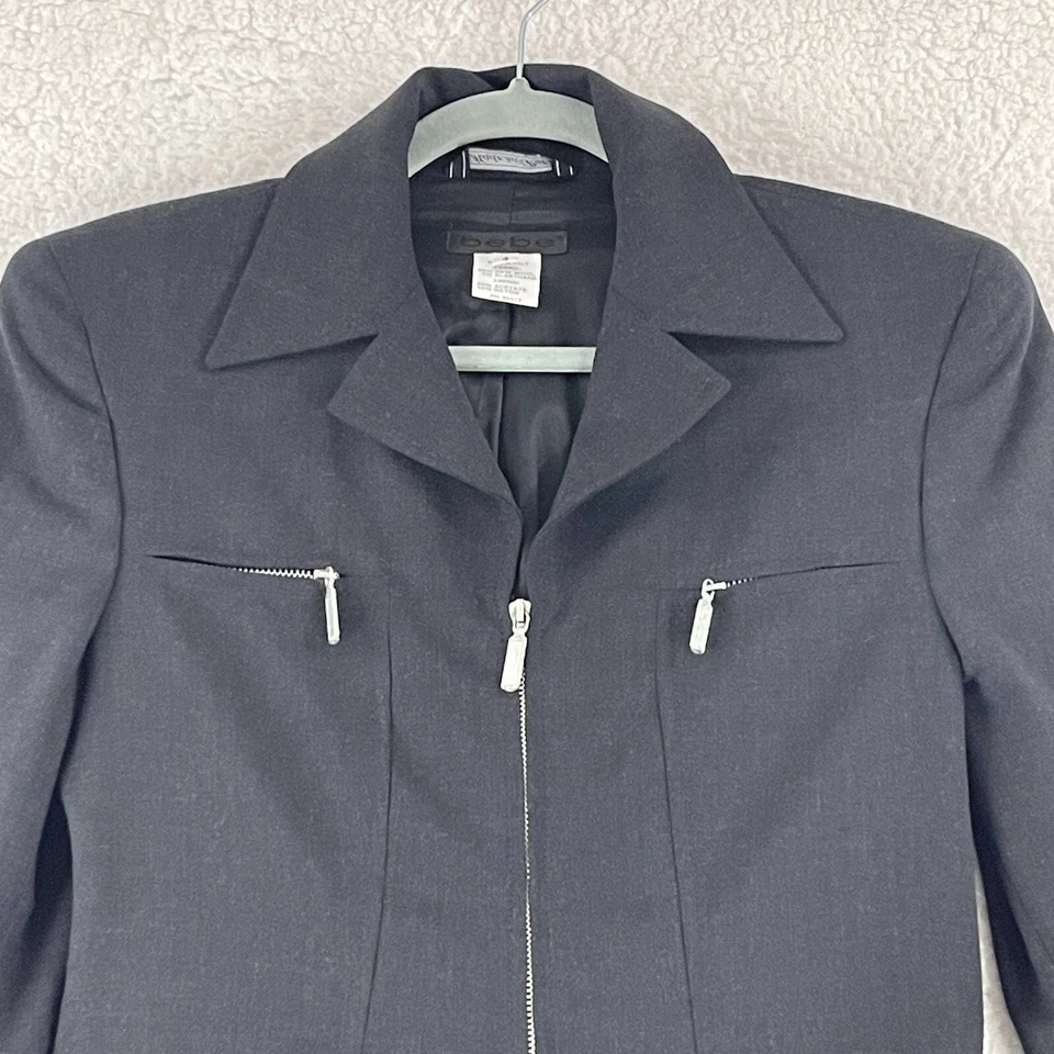 Chaqueta Bebe Mujer Talla 4 Gris Cremallera Mezcla Lana De Colección Manga Larga Hecha en Italia Foto 3 de 4