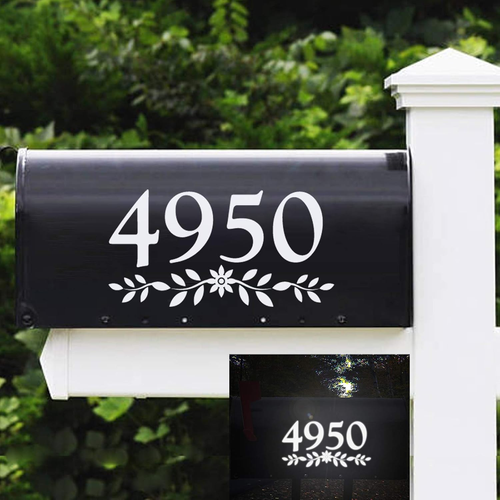 2" Reflective Mailbox Numbers Die Cut Decal Rustic Style Flowers House Number Ad - Picture 9 of 12