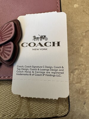 Coach Pink Butterfly Appliqué Cross Body Purse Bag Chain 7”x4 1/2