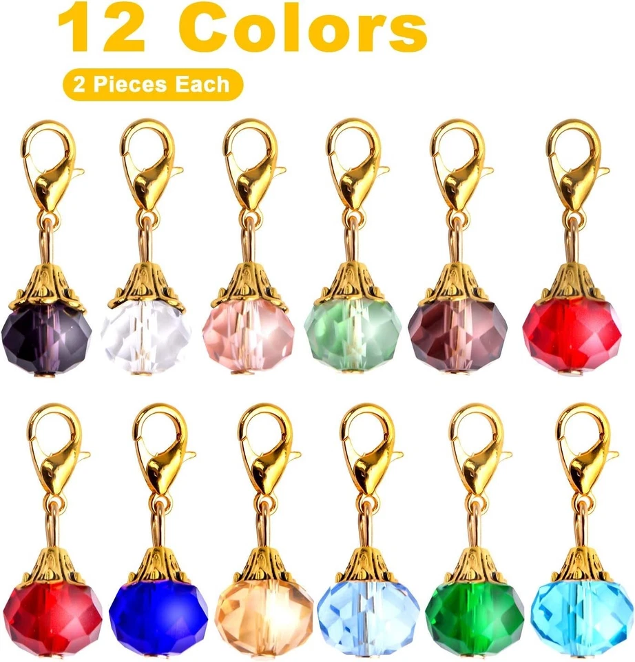 24 Piezas Cristal Cuelga, 12 Colores Cristal Facetado Cuelga Dijes Vidrio Colgante Foto 3 de 4