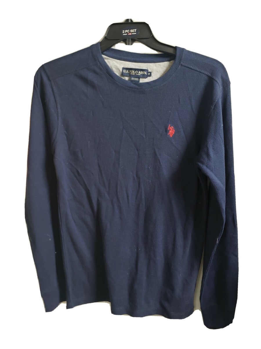 US Polo Shirt Men's Thermal Navy Blue Long Sleeve Top size S