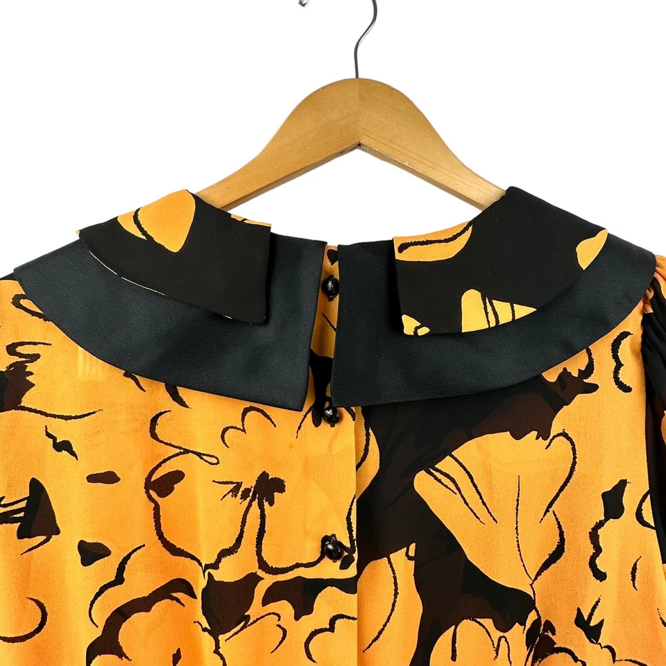 Vestido Vintage Albert Nipon Feminino 10 Secretário Executivo Laço Floral Retrô Anos 1980 - Imagem 4 de 4