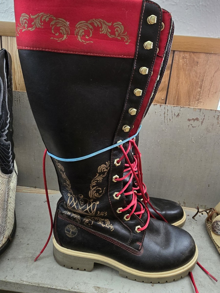 Timberland Women's Boot Black/Red/Gold Design Size