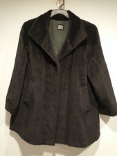 Cinzia Rocca Bergdorf Goodman Size 12 Baby Llama Wool Coat Jacket Black