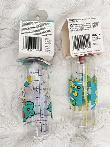 Set/2 New VTG Peanuts Snoopy Nurser Bottle Danara Baby Nursery Infant Feeding - Picture 3 of 4