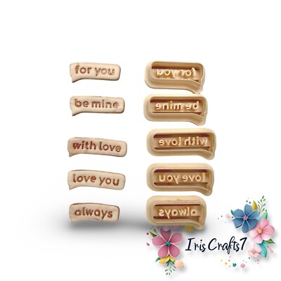Liebesbotschaften Polymer Clay Cutter | 3D-gedrucktes Tonwerkzeug | IrisCrafts7 UK