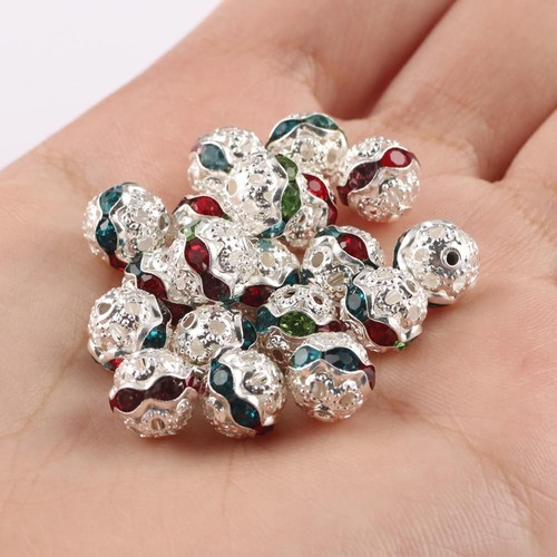 50pcs Ab Rhinestone Balls Multicolor Crystal Round Loose Spacer Beads Accessory - Picture 20 of 54