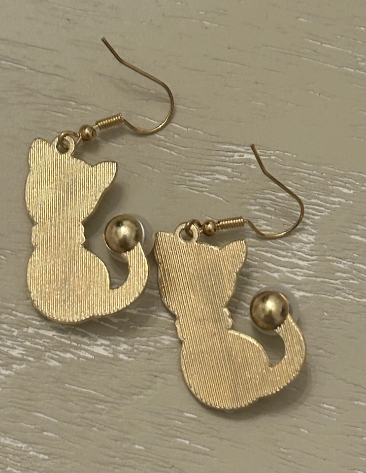 Pendientes colgantes Betsey Johnson blanco estrás perla gatito gato nuevos con etiquetas—solo quedan 2 Foto 4 de 4
