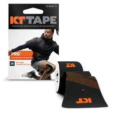 KT Tape Pro Kinesiology Therapeutic Tape Jet Black 20 Pro Strips 2 x 10 inches
