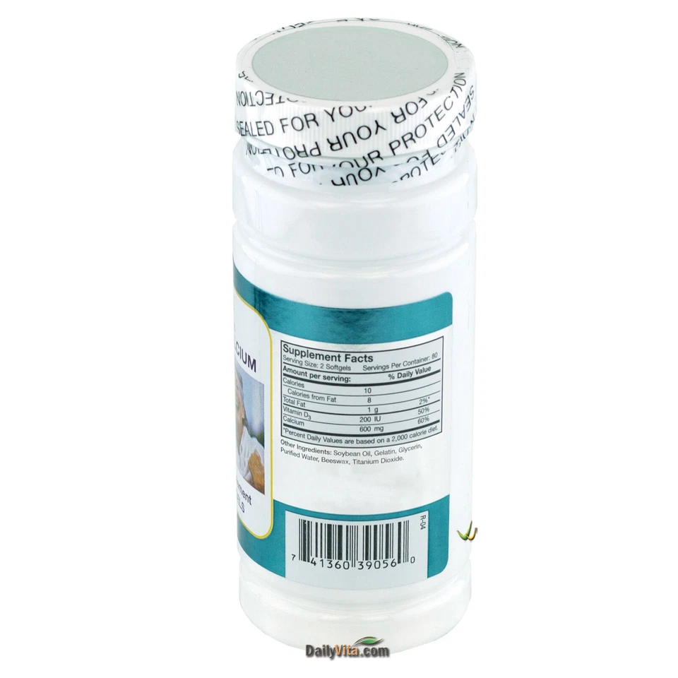 3 x Calcio Líquido 300 MG Plus Vitamina D 160 Cápsulas Blandas Soporte Óseo Foto 2 de 3