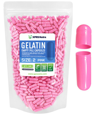 XPRS Nutra Size 2 Pink Empty Gelatin Capsules Gelcaps Pill DIY Gel Caps