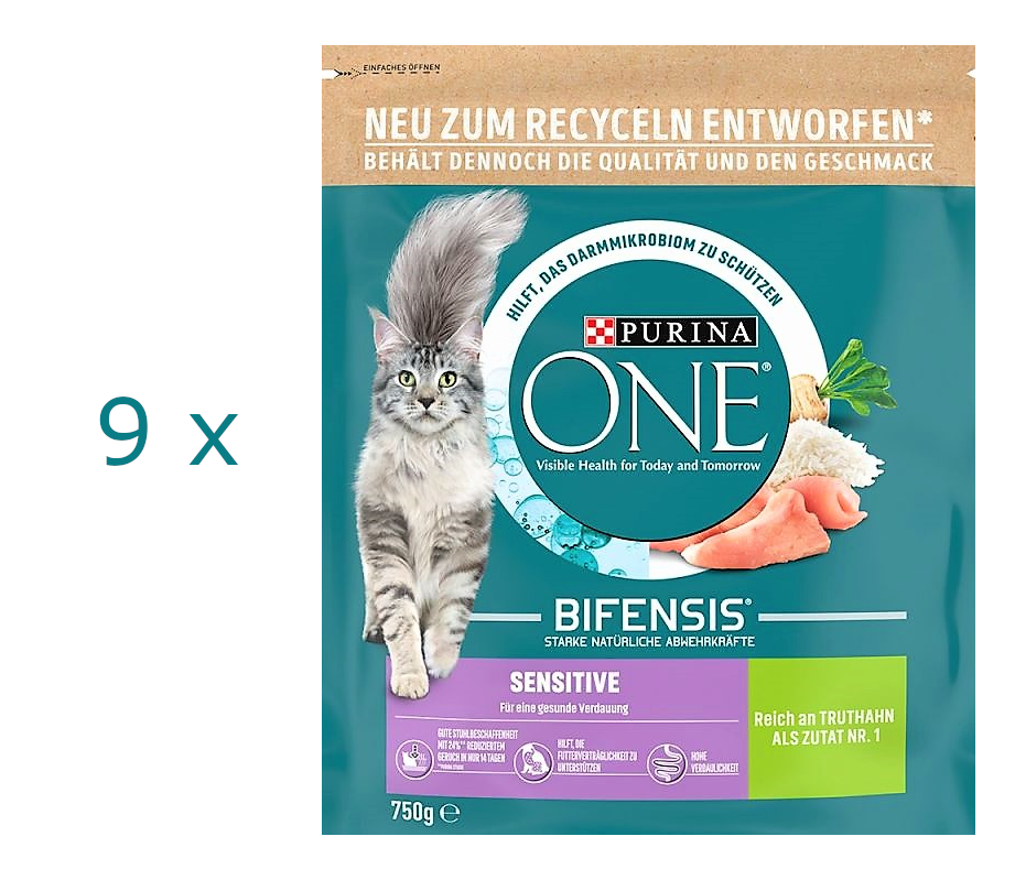 4 x 750 g Purina One Sensitive (€ 9,55/kg) Truthahn & Reis - Katzenfutter - Bild 5