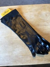 VTG NEW Bestmaid Ladies Long Black Vinyl/Cotton Gloves Original Packaging NOS