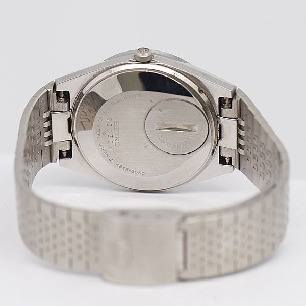 Seiko Grand Quartz 4843-8050 Day-Date Silver Dial Vintage