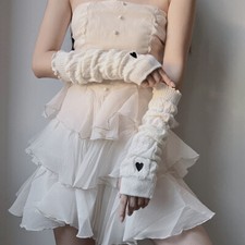 Women's Girl Arm Sleeves Cover Cute Warm Knitted Arm Cover Gloves Winter Sweet