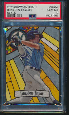 PSA 10 BRAYDEN TAYLOR 2023 Bowman Chrome Draft STAINED GLASS 