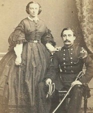 Military CDV Photo Soldier Woman Fashion Roose Gand Ghent Belgium 1860s-1870s