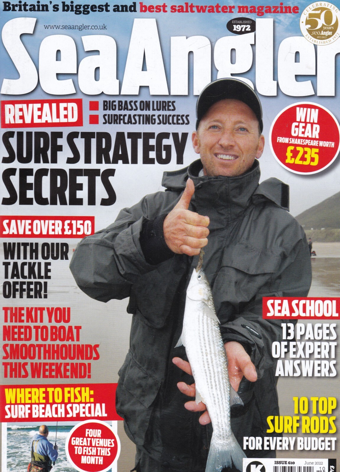 Sea Angler Magazine #610 June 2022 New - Big Bass Surfcasting Sea School