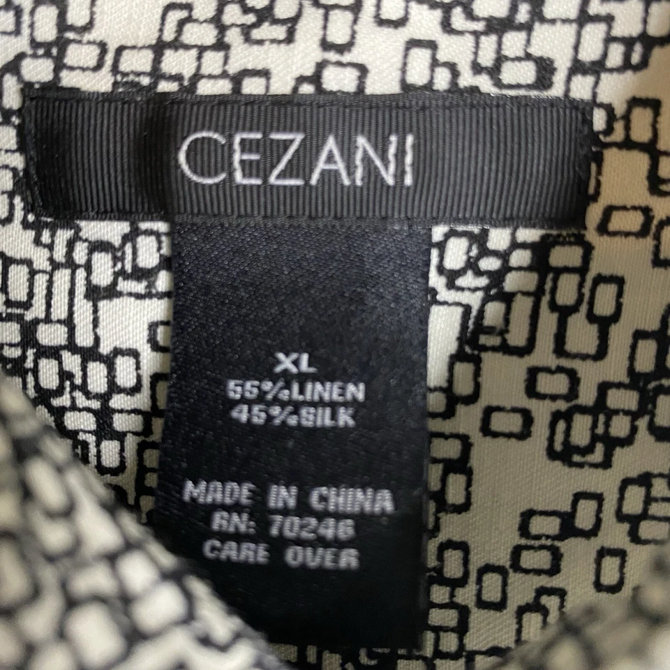 Мужская рубашка Cezani с коротким рукавом на пуговицах с геометрическим узором размер XL шелк льняная смесь - Изображение 4 из 4