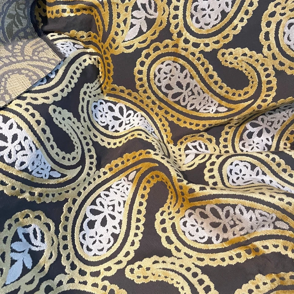 1.2 Yards Bold Paisley Cut Velvet Upholstery Fabric with Backing - Image 2 of 2