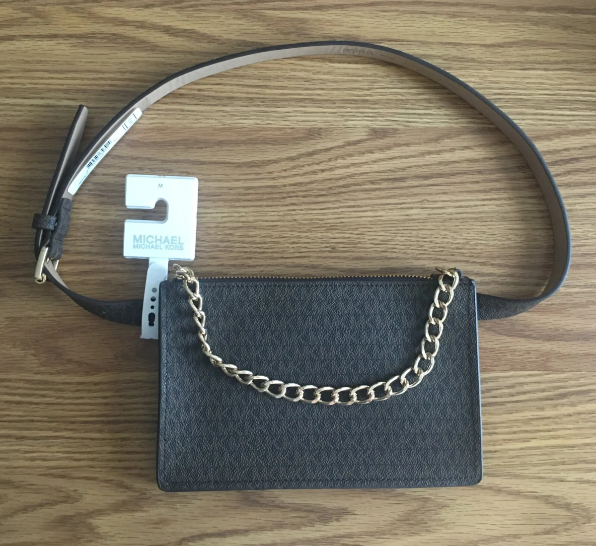 Michael Kors Brown Monogram Chain Belt Bag Size M