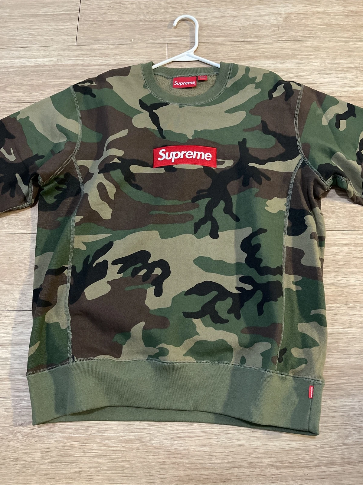 FW15 Supreme Box logo Crewneck Woodland camouflage sweat à capuche taille grande