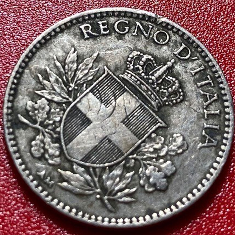 ITALY 1918-R 20 CENTESIMI STRUCK OVER 1894 20 CENTESIMI ITALIAN
