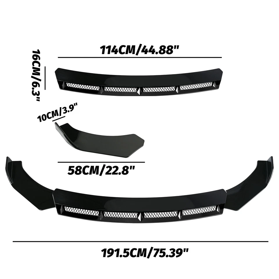 For ACURA INTEGRA A-SPEC Gloss Black Front Bumper Lip Spoiler Splitter Body Kit - Image 2 of 4
