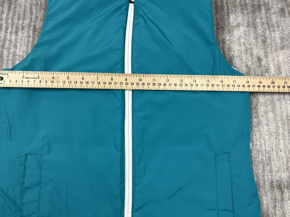 Merona Top Womens Small Green White Reversible Zip Sleeveless Puffer Vest - Image 4 of 4