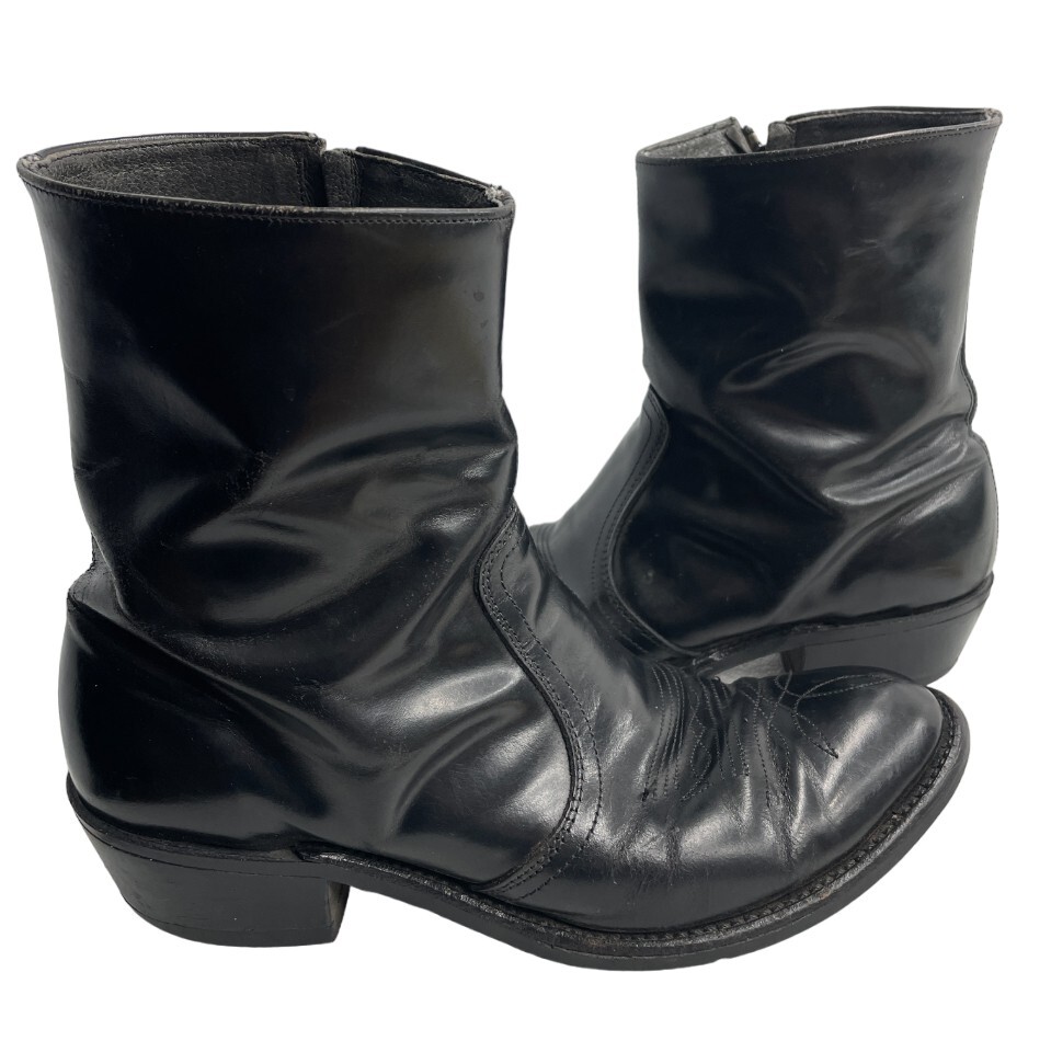 Mason Chippewa Falls Black Side Zip Vintage Western Cowboy Boots Men's 7 D