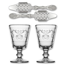 2x La Rochere Absinth Glas Versailles 200ml + 2x Absinth Löffel Bistro