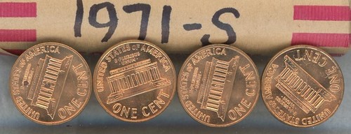 1971-S Lincoln Memorial Cents FDC/UNC 50 monete sfuse non maneggiate - Foto 2 di 4