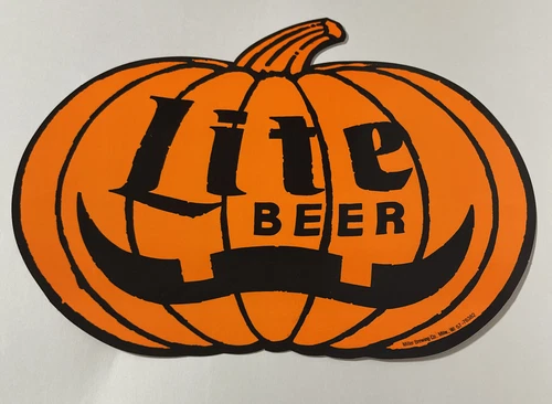 Vintage Miller Lite beer Halloween pumpkin Sign