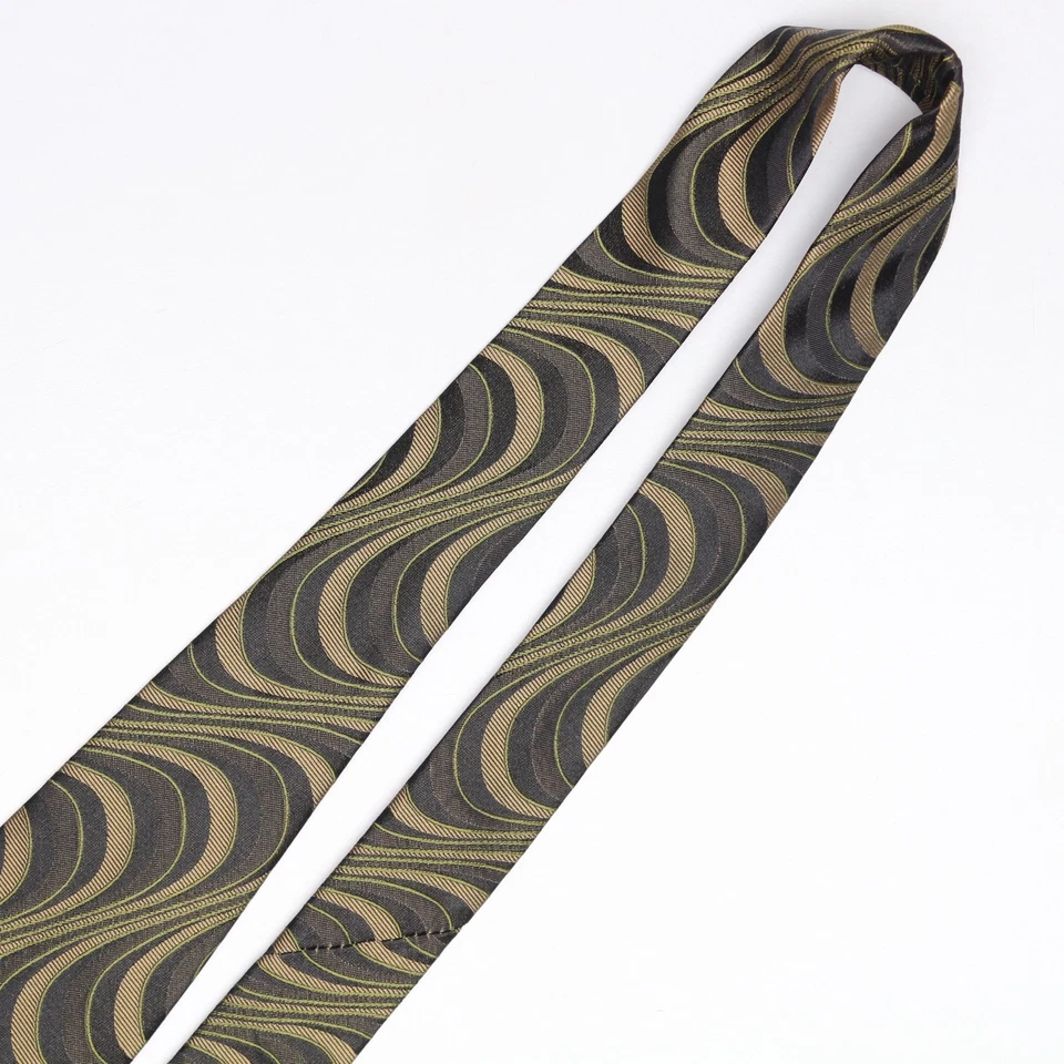 Corbata tejida Tallia para hombre de seda verde beige remolino tejido hecho en Italia Foto 4 de 4