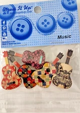 Dress It Up Music Guitars Buttons & Embellishment - Designs may Vary Flat 101